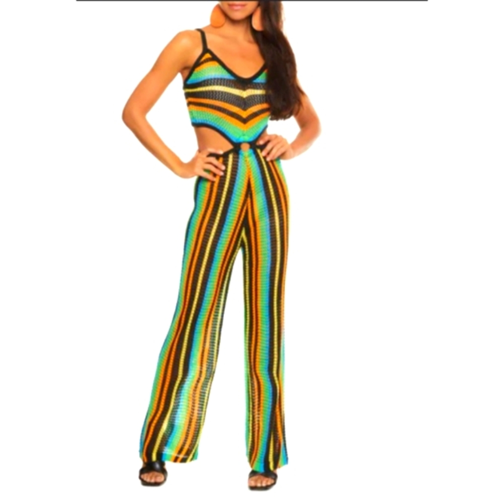 Knited Striped Cutout Jumpsuit NWT